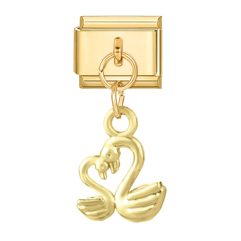 Wholesale Italian Charm Bracelet 9mm DIY Splicing Gold Pendant Stainless Steel Composable Bracelet