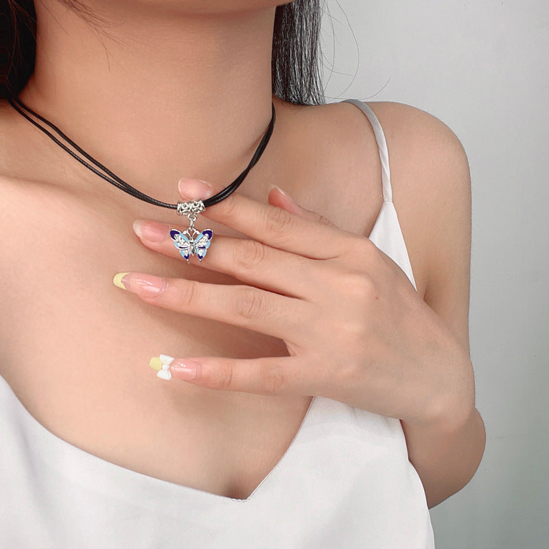 Wholesale Diamond Butterfly Pendant Necklace Clavicle Chain ACC-NE-NS002