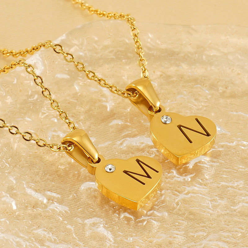 Wholesale Diamond Heart Letter Necklace ACC-NE-ZhongYao005