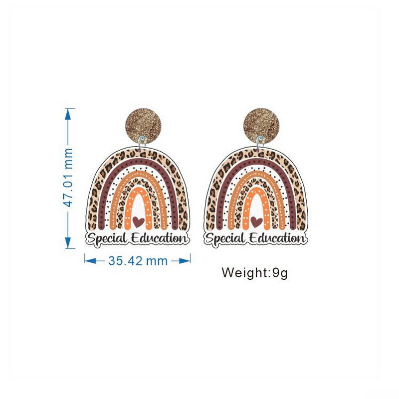 Wholesale Exaggerated European and American Characters Book Book Tree Education Rainbow School Back-to-School Season Girl Cat Teacher Earrings Studs