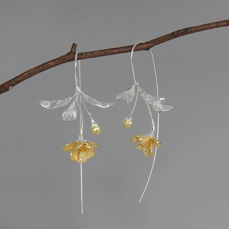 Wholesale 925 sterling silver earrings long super fairy goddess flower earrings