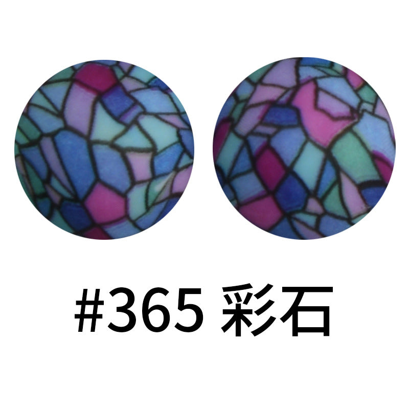 Wholesale 50pcs Western Style Leopard Skull Color Aztec Printed Silicone Balls Beads ACC-BDS-HeSheng003