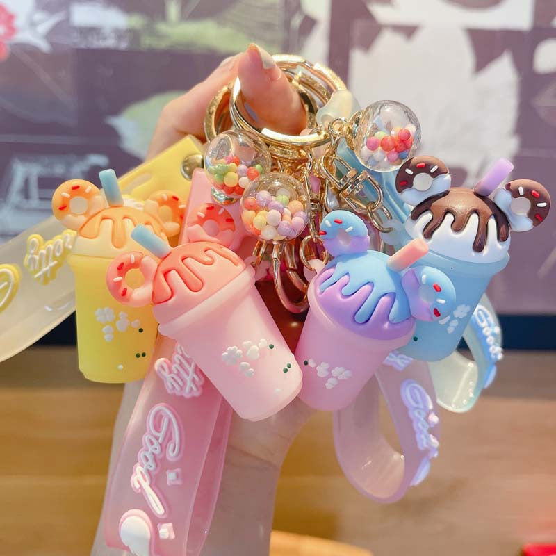 Wholesale Cute Ice Cream Keychain PVC Pendant Fashion Accessory Gift for Girlfriend Car Ornament