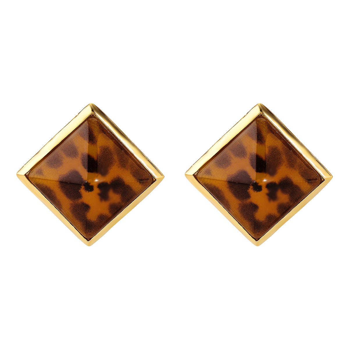 Wholesale geometric square earrings retro  simple spire diamond resin earrings