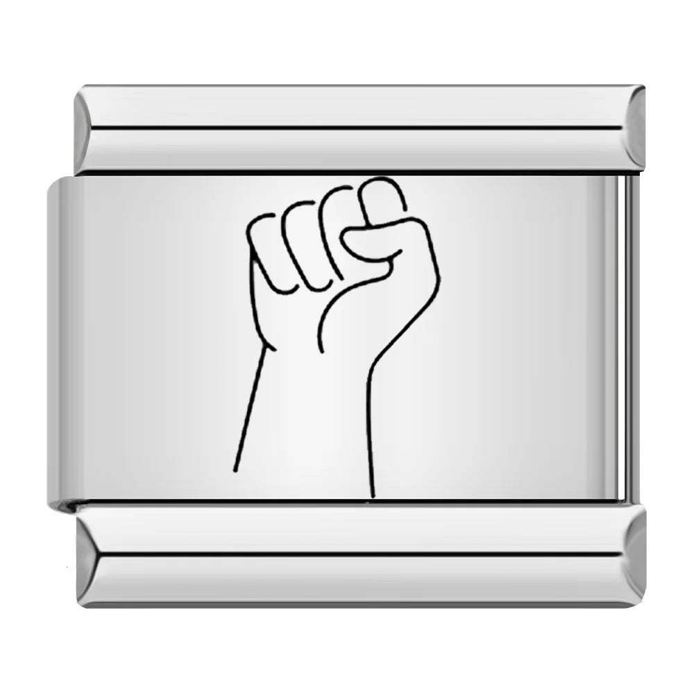 Wholesale Italian Charm Bracelet 9mm DIY Gesture Pattern   Creative Stainless Steel Composable Bracelet