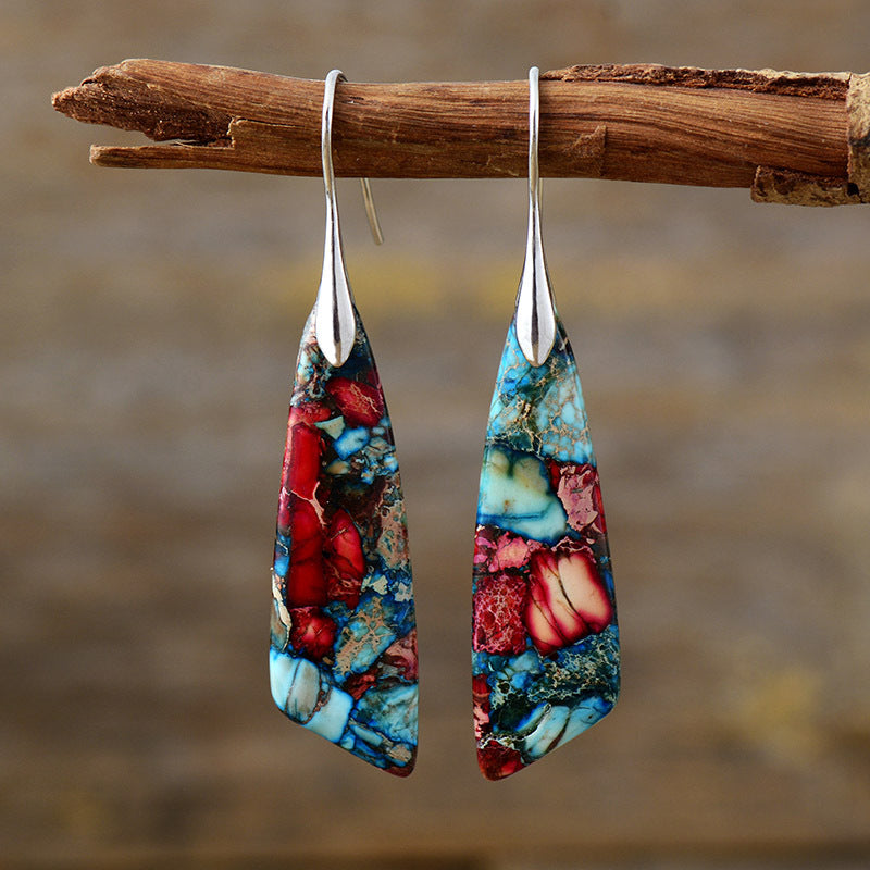 Wholesale Bohemian Imperial Stone Geometric Dangle Earrings