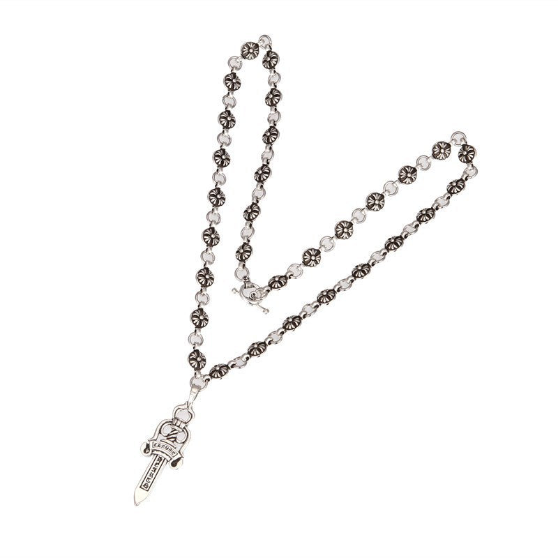 Wholesale electroplated big sword pendant sweater chain