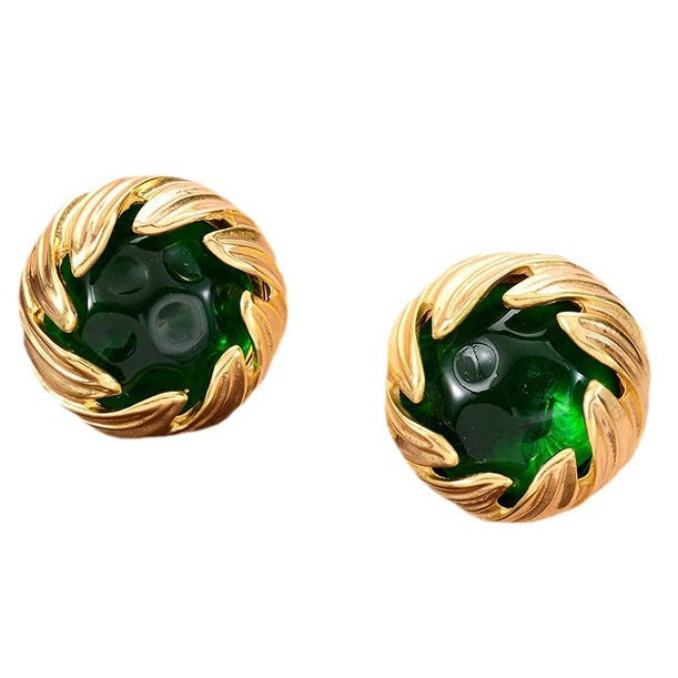 Wholesale Green Rhinestone Pearl Geometric Earrings