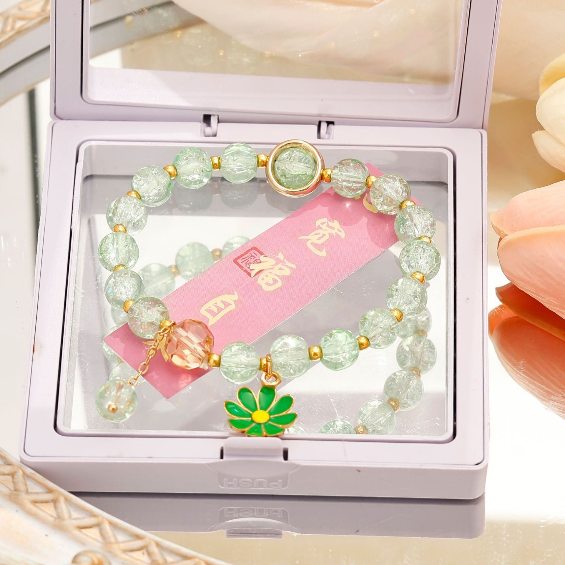 Wholesale  Crystal Glass  Bracelet Sunflower Bestie Bracelet