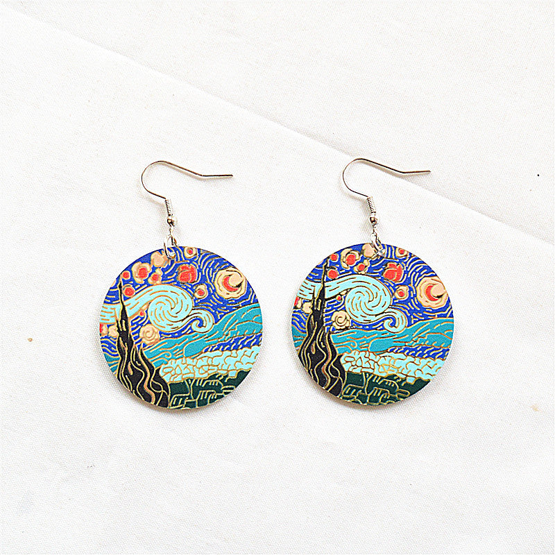 Wholesale Starry Sky Painting Element Earrings Acrylic Earrings ACC-ES-XN012