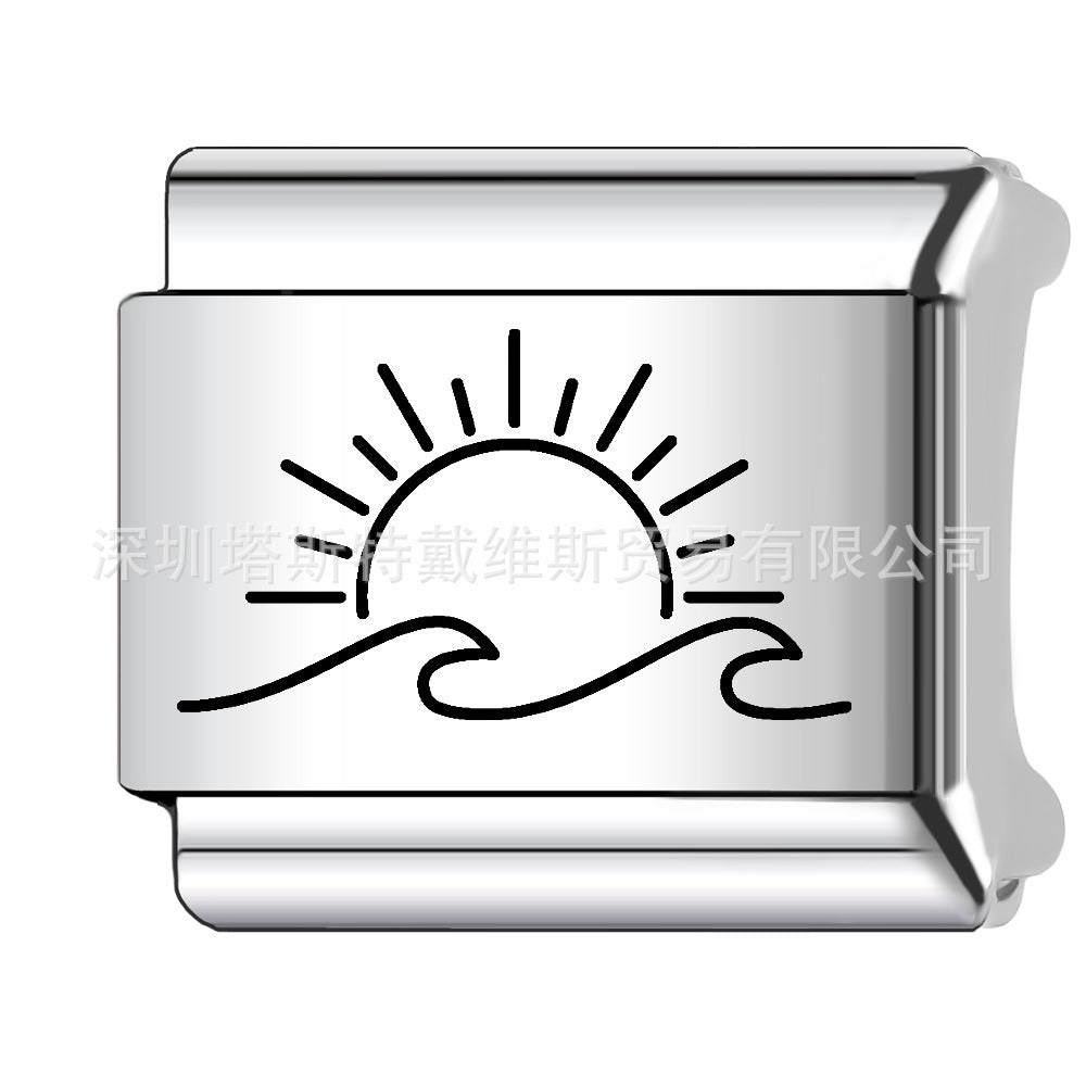 Wholesale 9mm Italian Charm Starter Bracelets DIY square Single Section Creative Stainless Steel Composable Bracelet