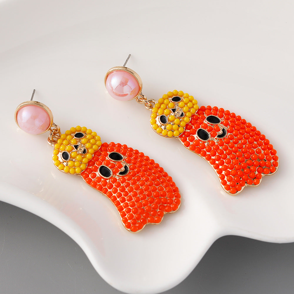 Wholesale Halloween Pumpkin Ghost Rice Bead Earrings ACC-ES-Jicai003