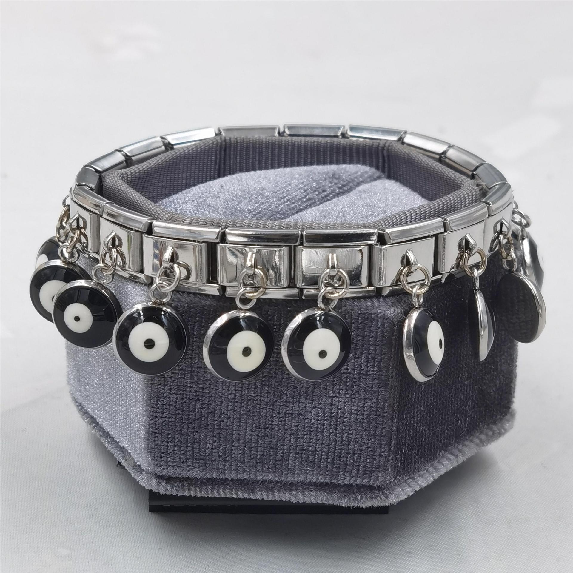 Wholesale Italian Charm Bracelet 9mm DIY Spliced Removable Stainless Steel Devil's Eye Composable Bracelet ACC-BT-XY022