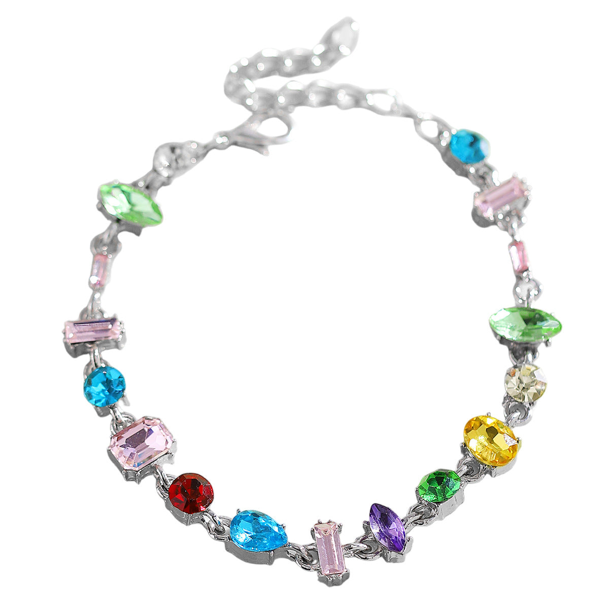 Wholesale Zinc Alloy Electroplated Fruit Shaped Colorful Candy Bracelet Irregular Sparkling Women S Fashion Accessory