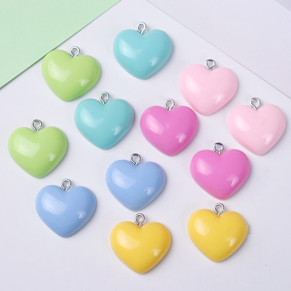 Wholesale 10pcs/ pack 22mm Love Pendant Candy Color Necklace Bracelet Earrings Jewelry Accessories DIY Keychain Mobile Phone Pendant Pendant