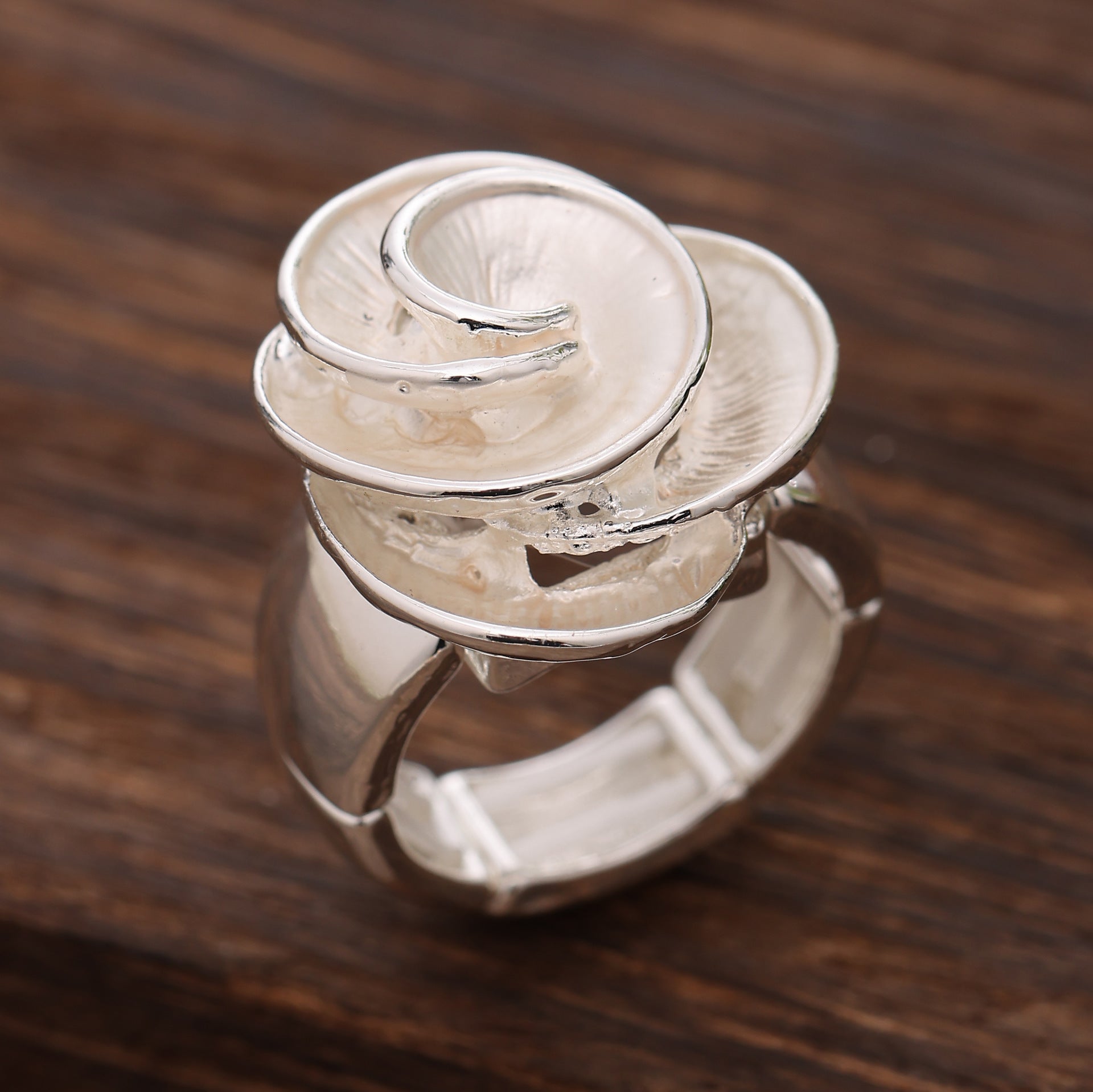 Wholesale color painting oil geometric petal elastic adjustable ring