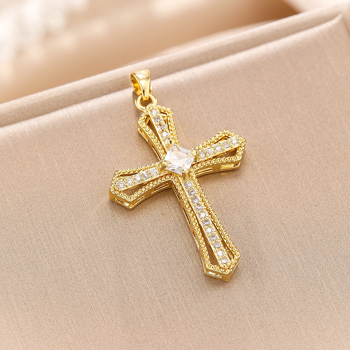 Wholesale Cross Pendant Necklace with Zircon Accent Trendy Jewelry Boutique Resale