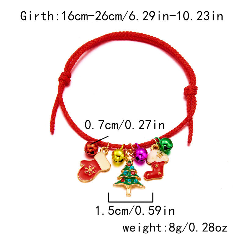 Bracciale combinato con ciondolo stampella alce albero intrecciato campana di Natale all'ingrosso