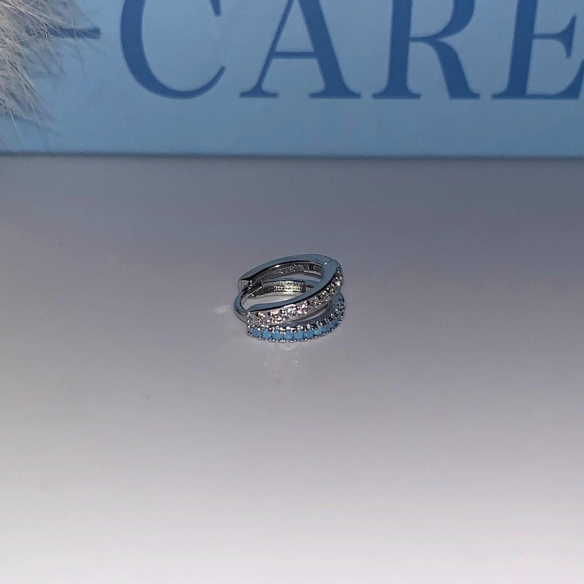 Wholesale Blue ear bone nail titanium steel U-shaped cross earrings