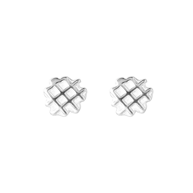 Wholesale 925 Sterling Silver Donut Corn Bag Waffle Earrings