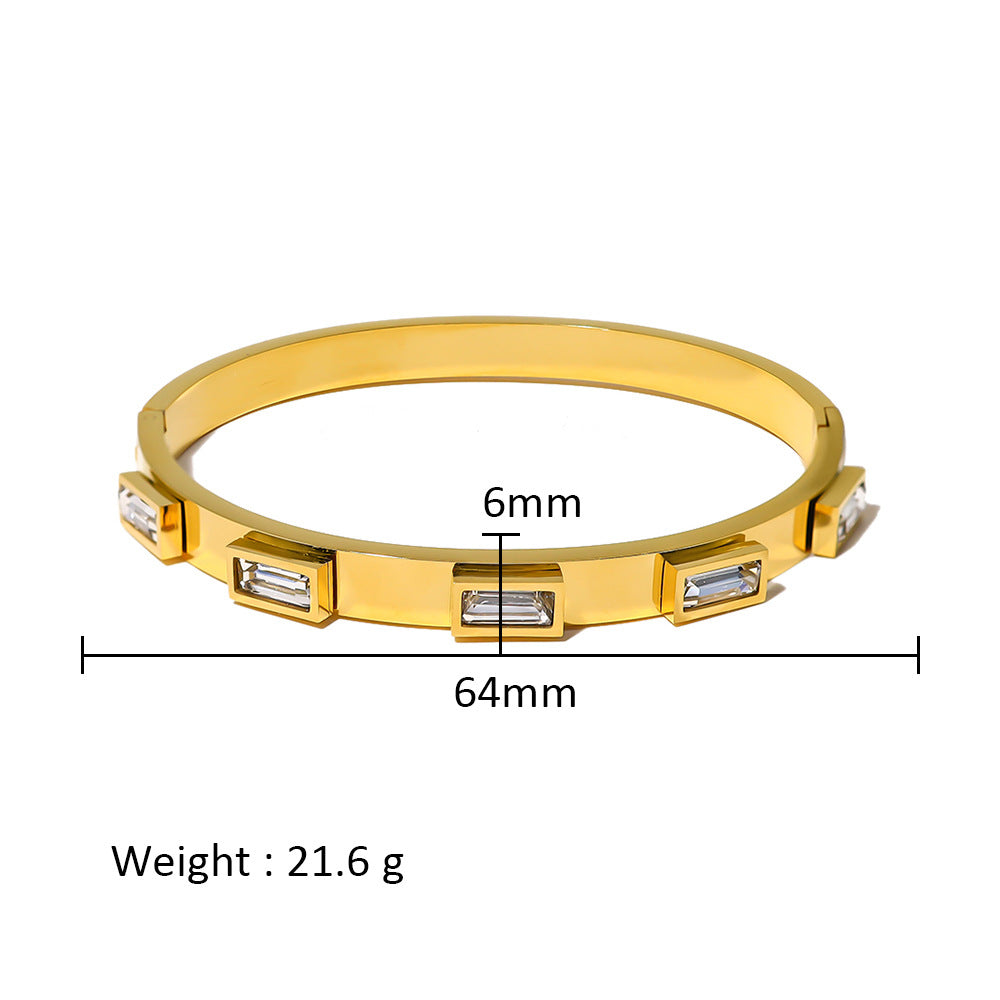 Wholesale Stainless Steel 18K Gold Plated Geometric Star Flower Zircon Bracelet