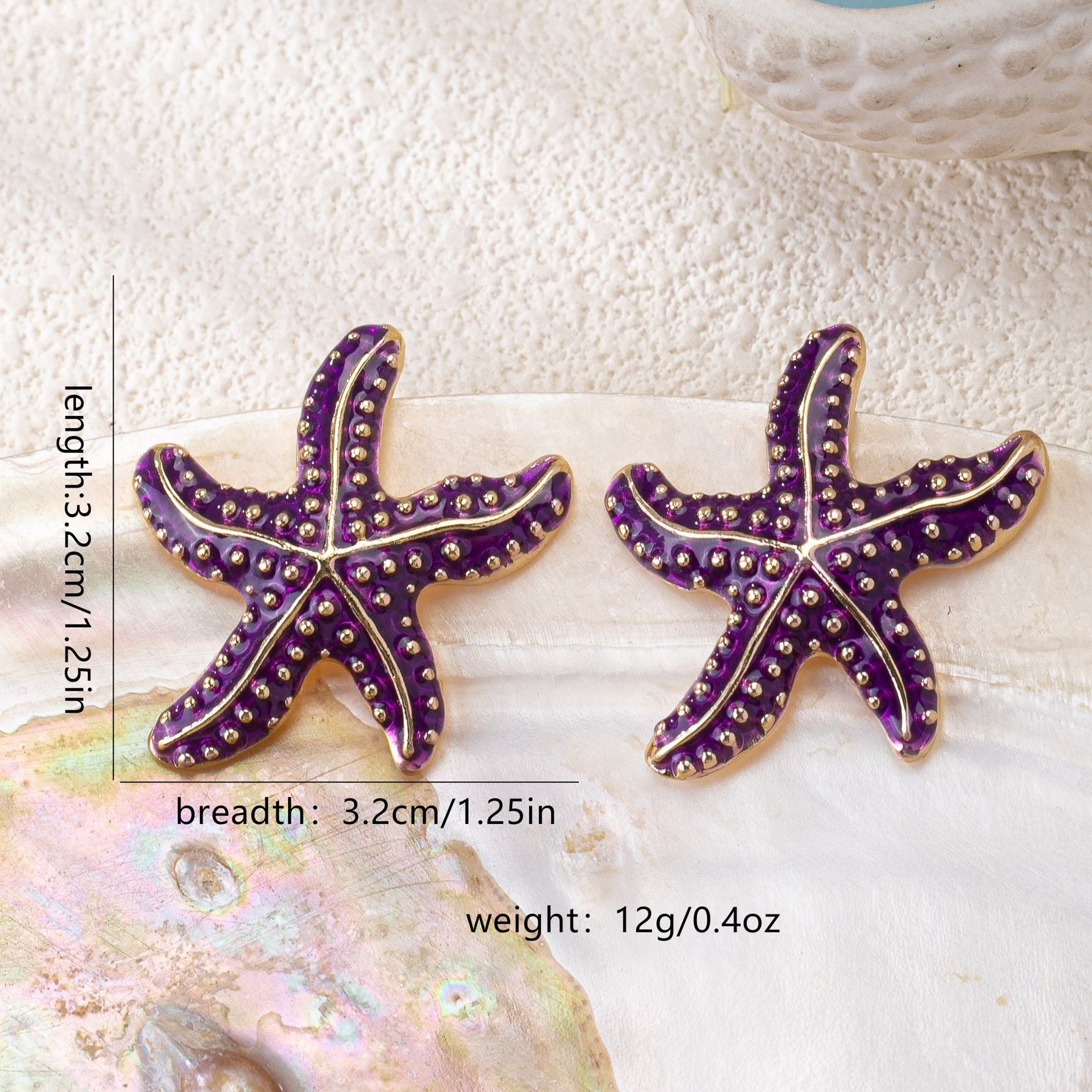 Wholesale Electroplated Alloy Purple Starfish Earrings For Women Stylish Everyday Wear