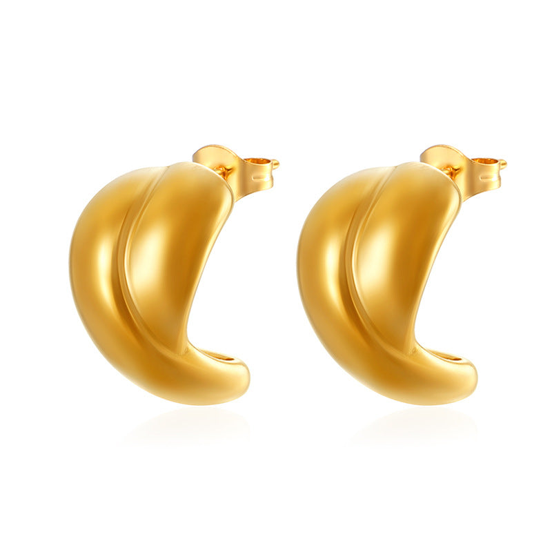 Wholesale Stainless steel earrings semicircular hollow earrings