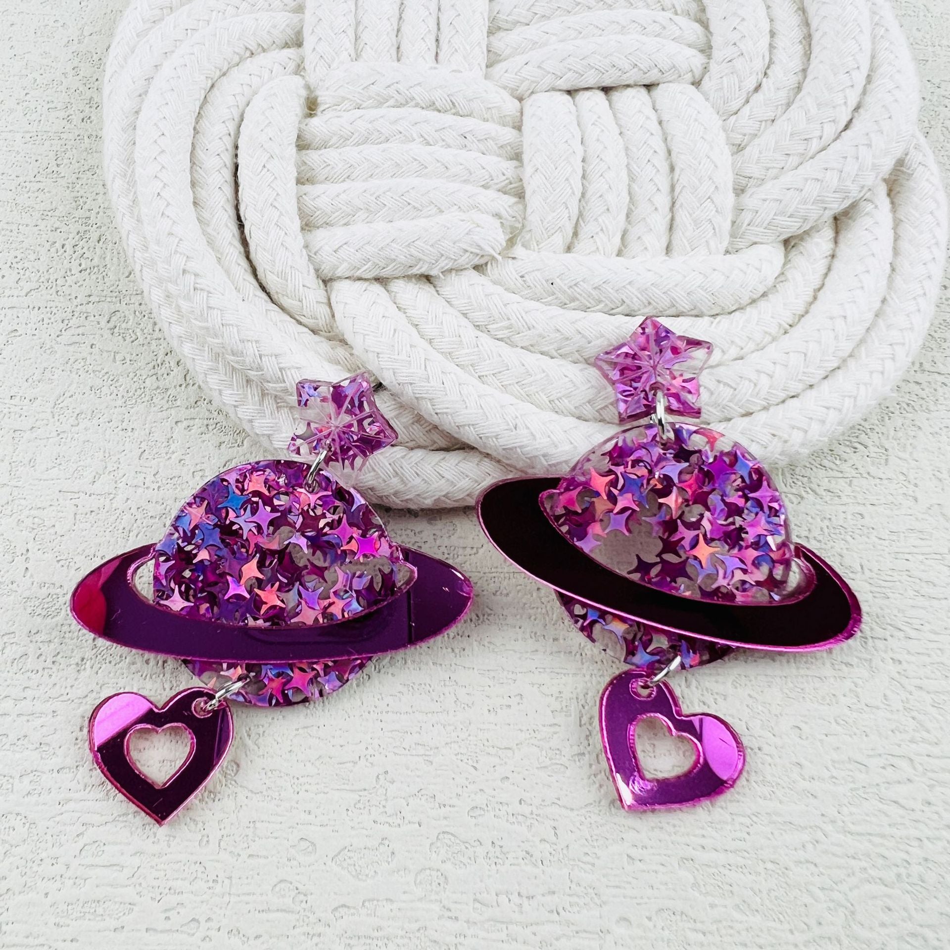 Wholesale Glitter star acrylic planet lovely stud earrings