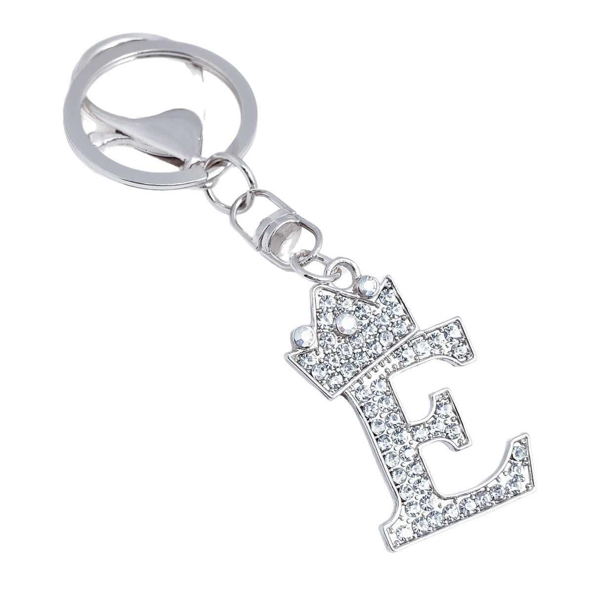 Wholesale Stylish Rhinestone 26 Letter Keychain Zinc Alloy Silver Metal Pendant Car Backpack Accessory Fashion Jewelry Gift For Resale