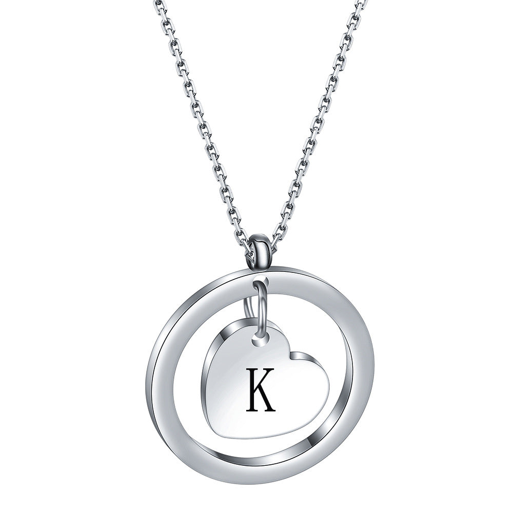 Wholesale 304 Stainless Steel 26 Letters Round Hollow Love Initials Necklace ACC-NE-ZhongZhe003