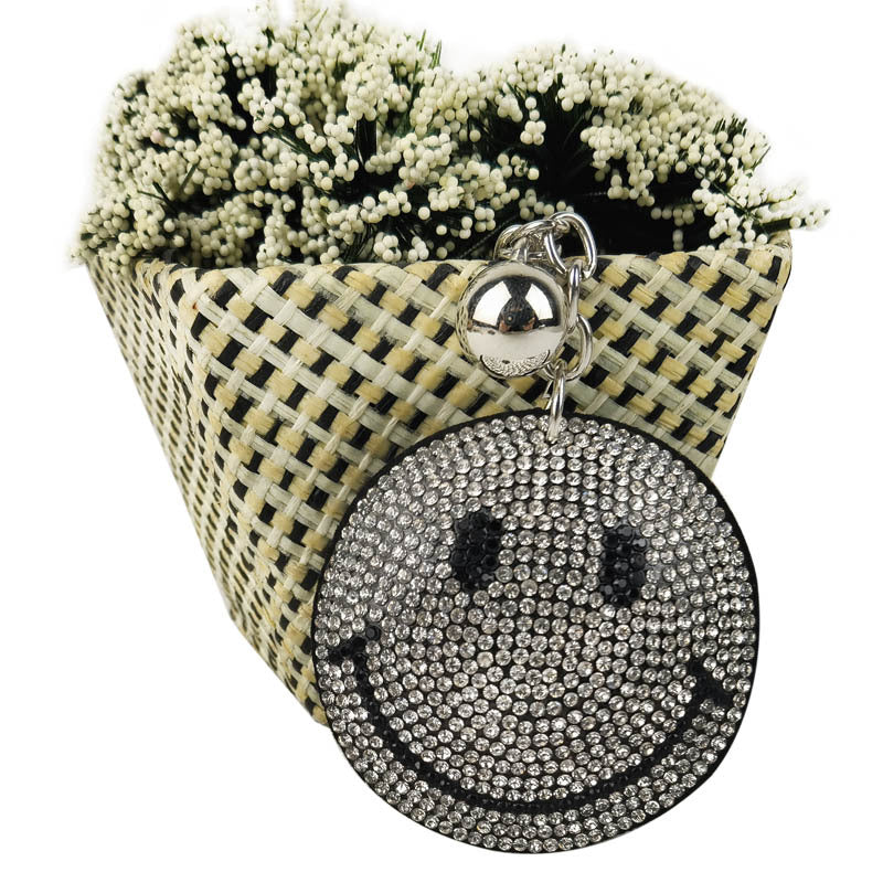 Wholesale Creative  velvet diamond-encrusted smiley face keychain