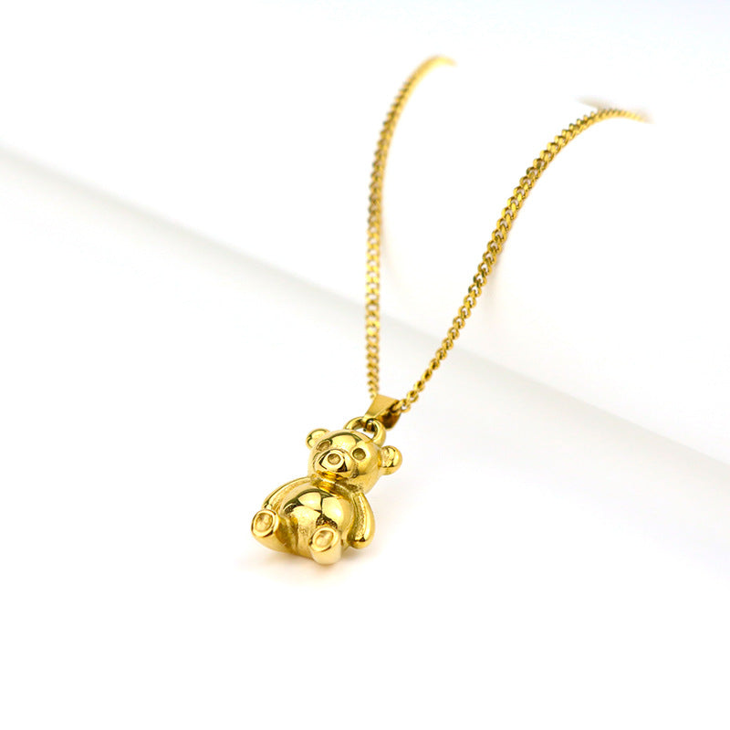 Wholesale Light Luxury Bear Necklace Titanium Steel Plated 18K Gold Necklaces ACC-NE-GuDi010