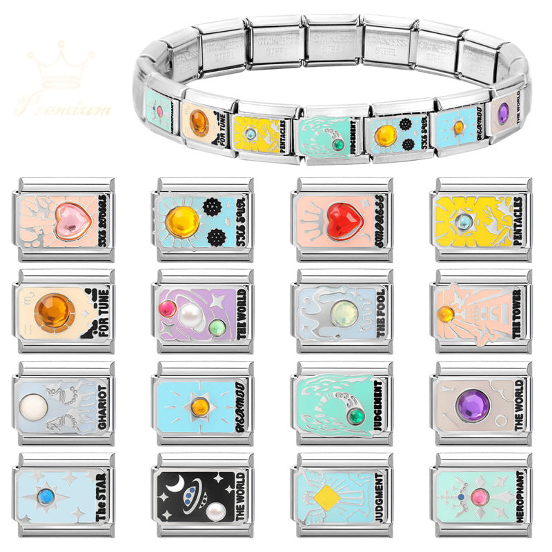 Wholesale Tarot-Themed Stainless Steel Charm Bracelet DIY Accessories Fashion Jewelry for Everyday Wear