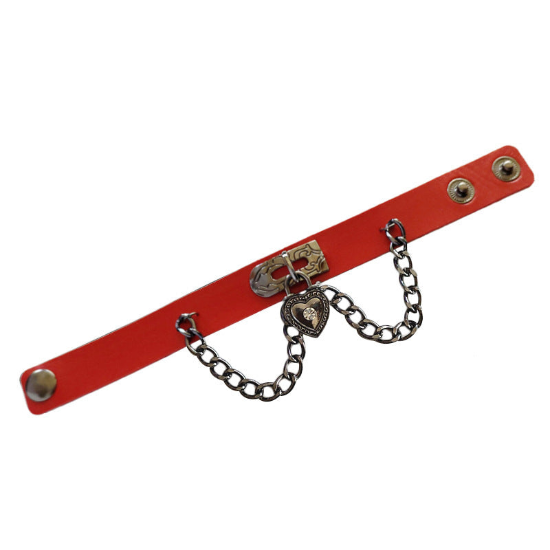 Wholesale Punk Heart Lock Leather Bracelet