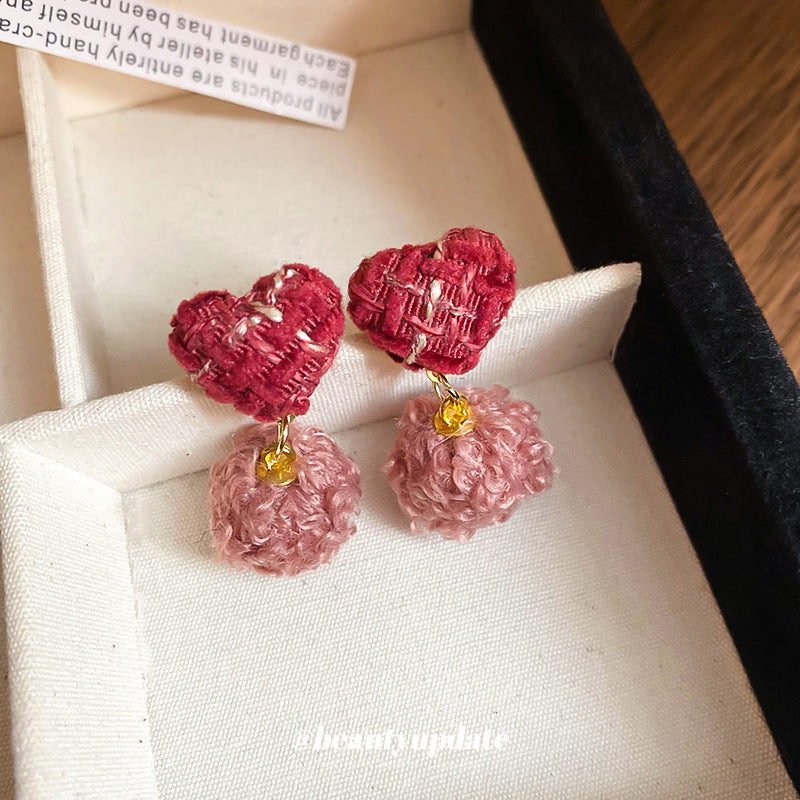 Wholesale Silver Needle Plush Love Ball Earrings