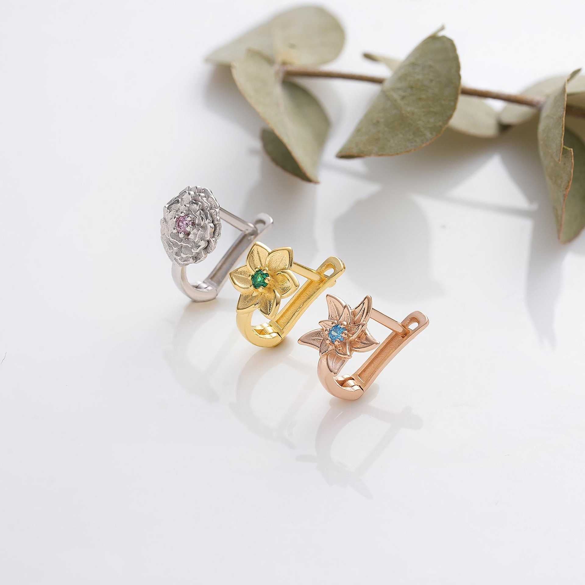 Wholesale  Flower Earrings December Birth Flower Earrings Plant Florals