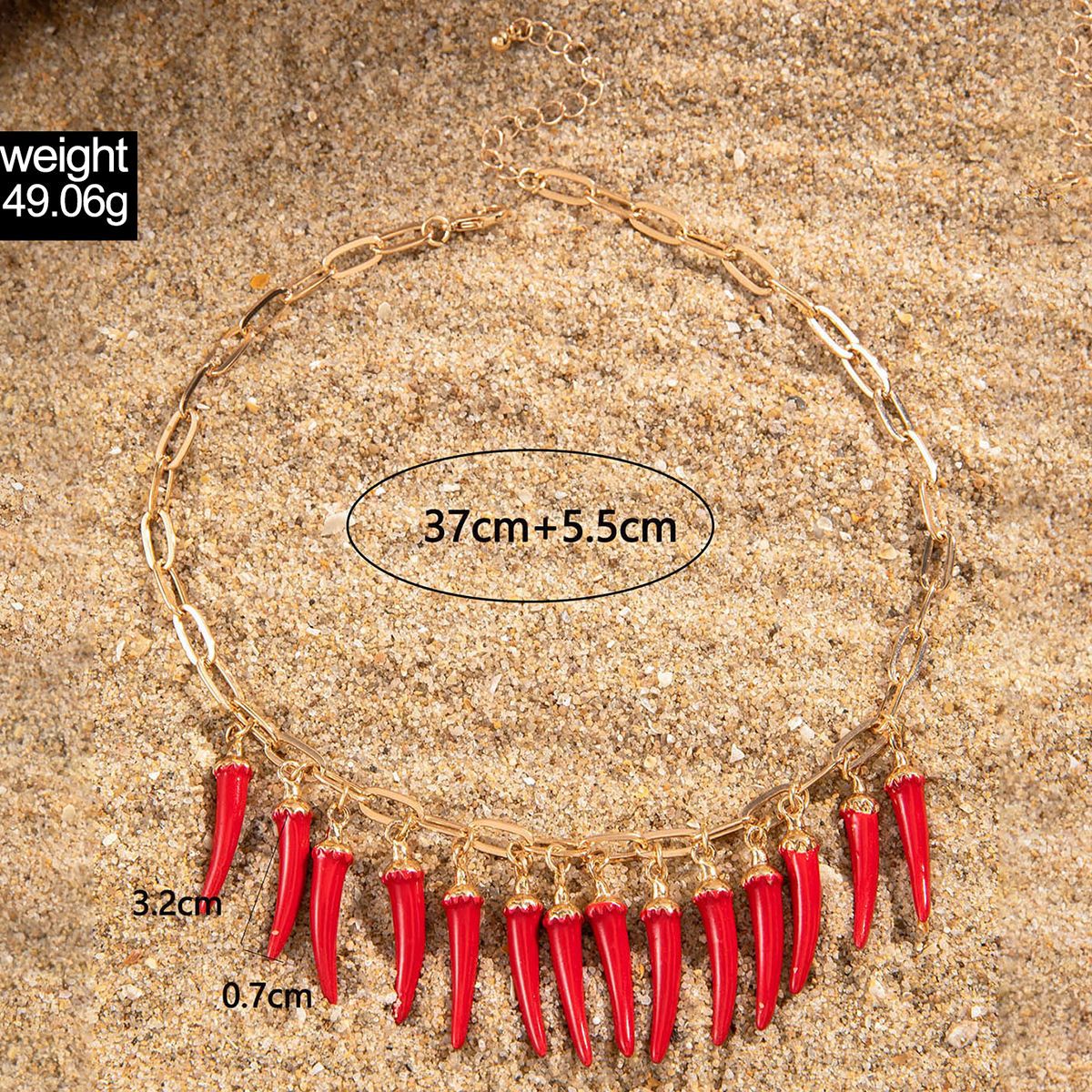 Wholesale  creative red pepper pendant alloy hollow metal necklace
