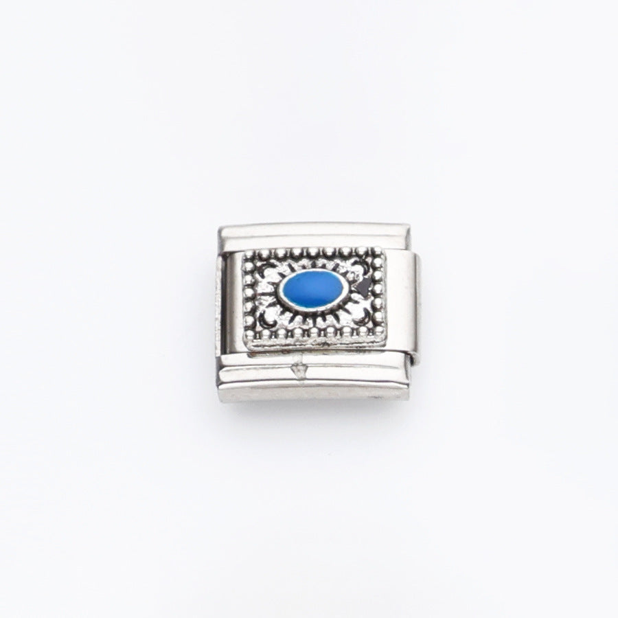 Wholesale 10pcs Italian Charm Bracelet 9mm DIY Splicing Flower Geometric Pattern Stainless Steel Composable Bracelet