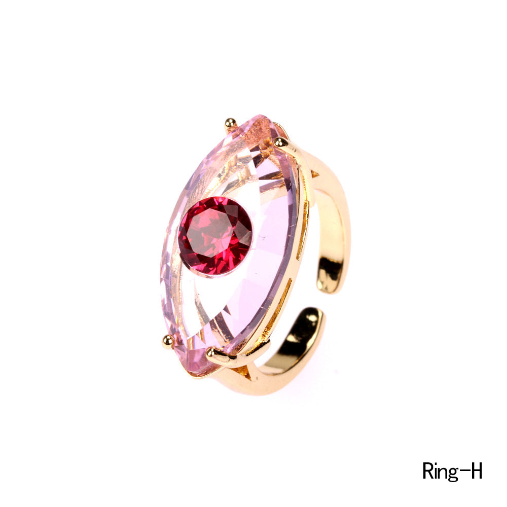 Wholesale Glass Evil Eye Ring for Women,  Opening Adjustable Geometric Design,  Trendy Jewelry Accessory for Everyday Wear or Boutique Resale