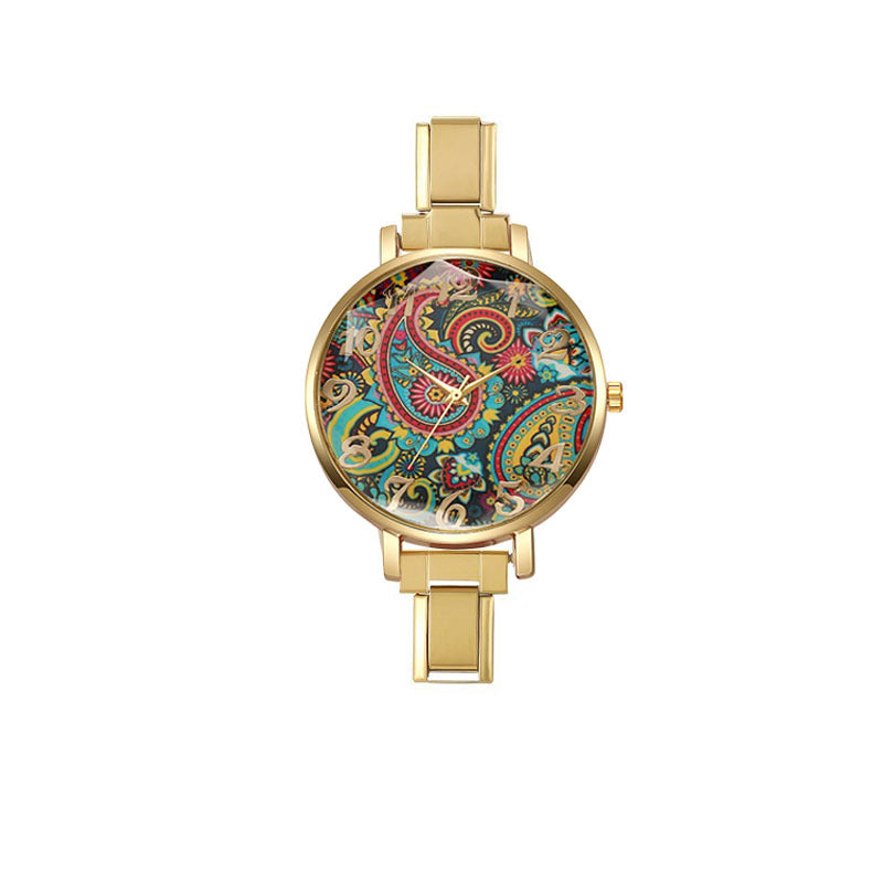 Wholesale Foreign Trade Colorful Bohemian Style Italian Modular Watch,  Ins-Style Stainless Steel Watch,  Women' s Dial Student Quartz Watch