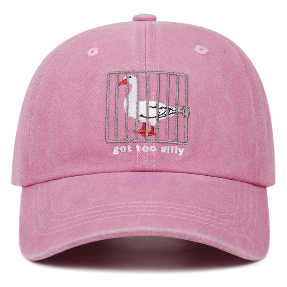 Wholesale Silly Goose Embroidered Vintage Denim Baseball Cap Adjustable Casual Soft Cap For Everyday Wear