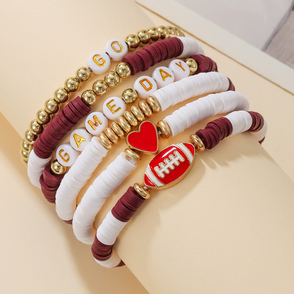 Wholesale rugby bracelet set  sporty and unique letter bracelet