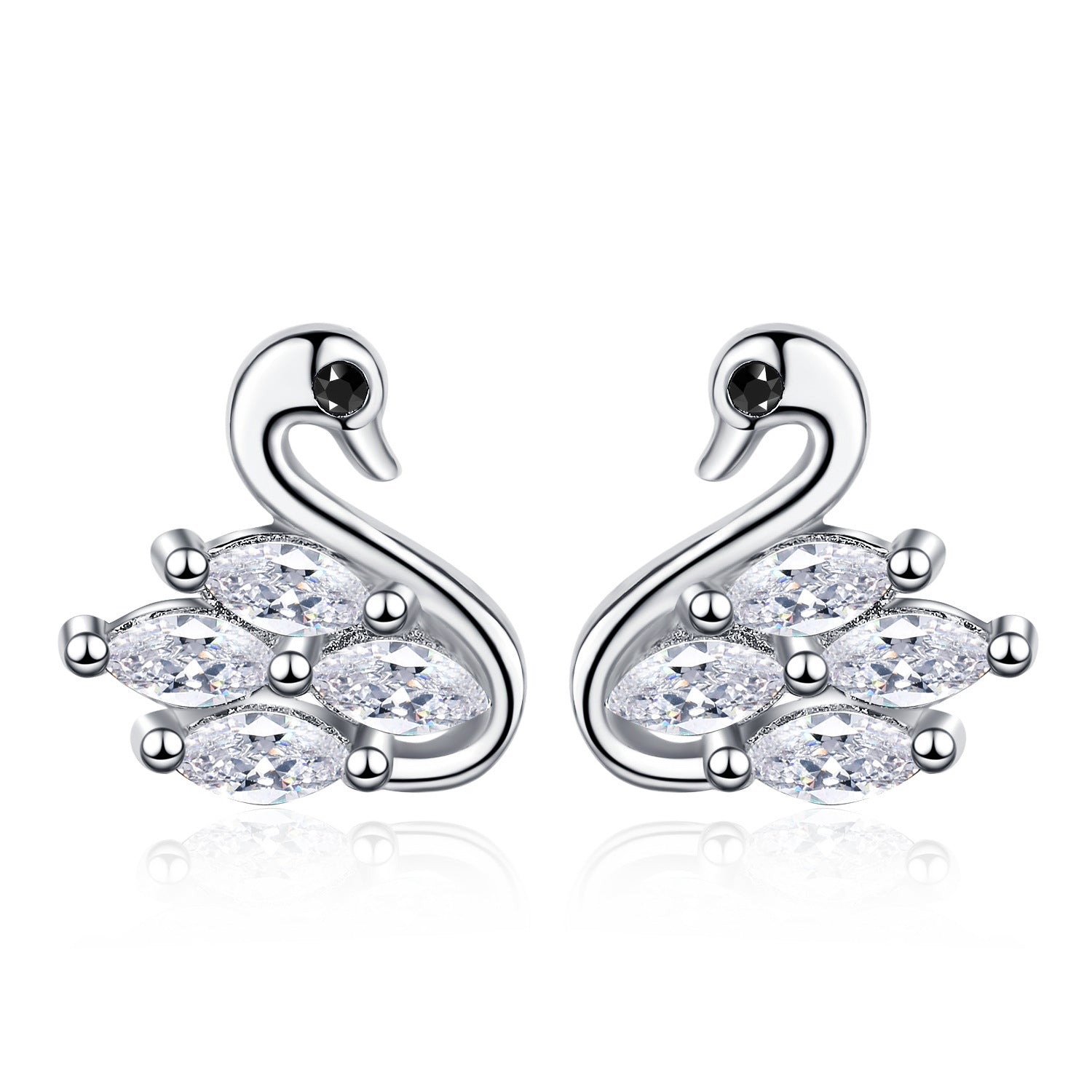 Wholesale Valentine's Day 925 Silver Swan Earrings