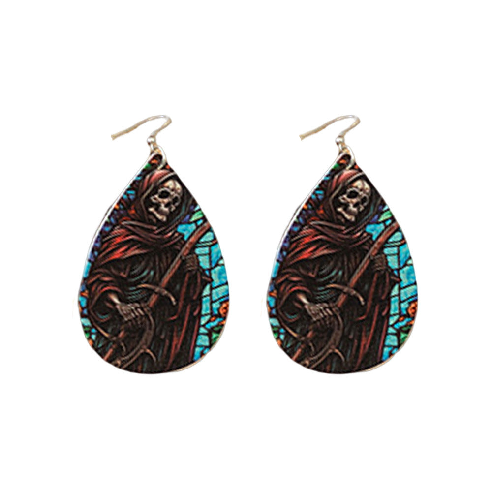 Wholesale  Halloween double-sided PU leather drop earrings