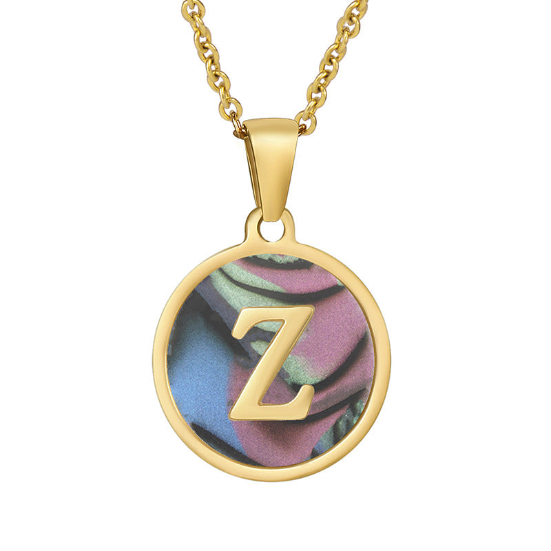 Wholesale Fashion Round Letter Stainless Steel Plating Necklace ACC-NE-Zhongy001