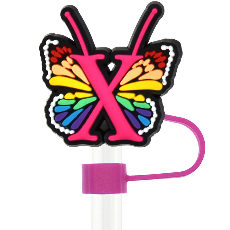 Wholesale 100pcs Random 100pcs Butterfly 10mm PVC Soft Straw Tube Cap