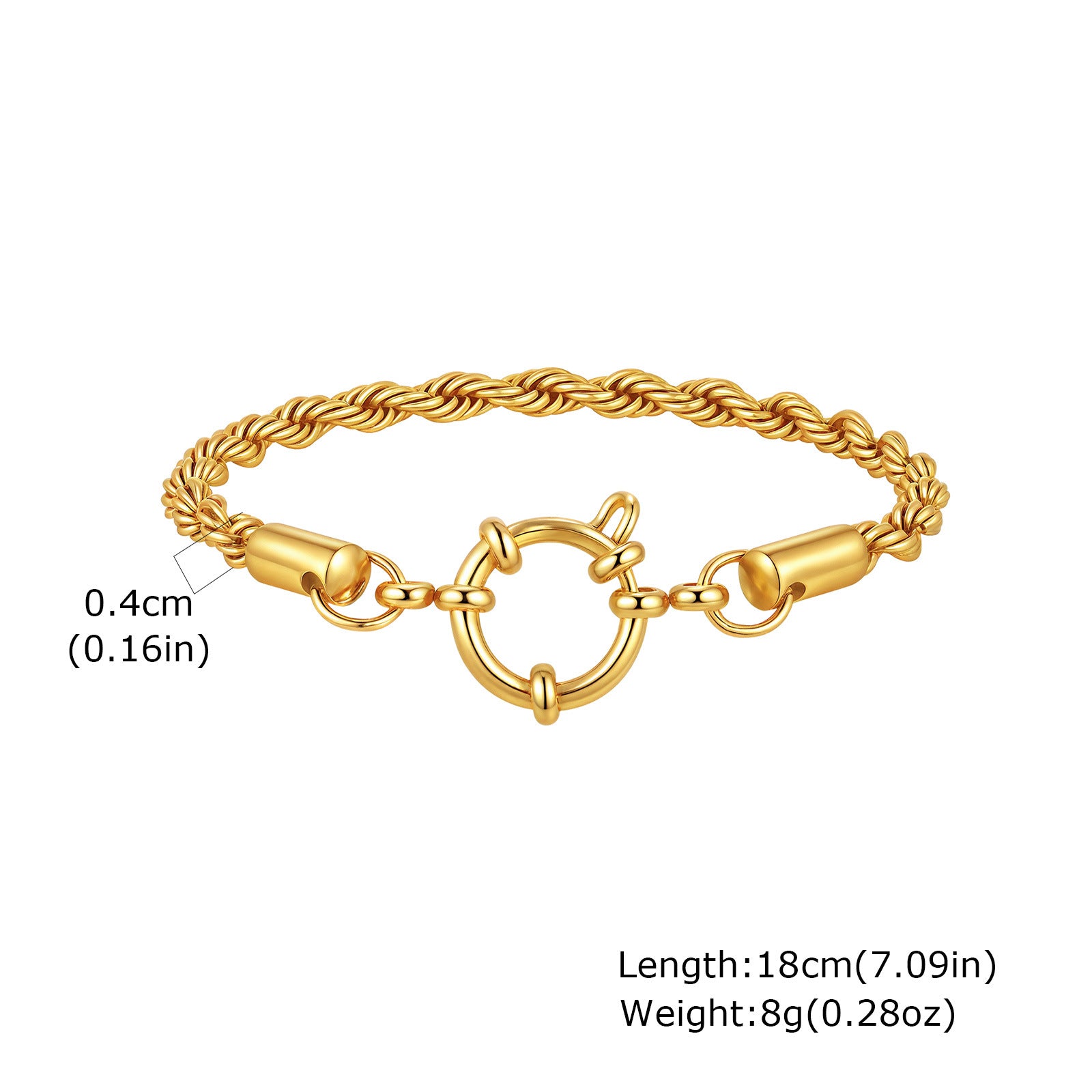 Wholesale Gold Tone Stainless Steel Twisted Chain Beaded Bracelet Stylish Fashion Jewelry Accessory For Women