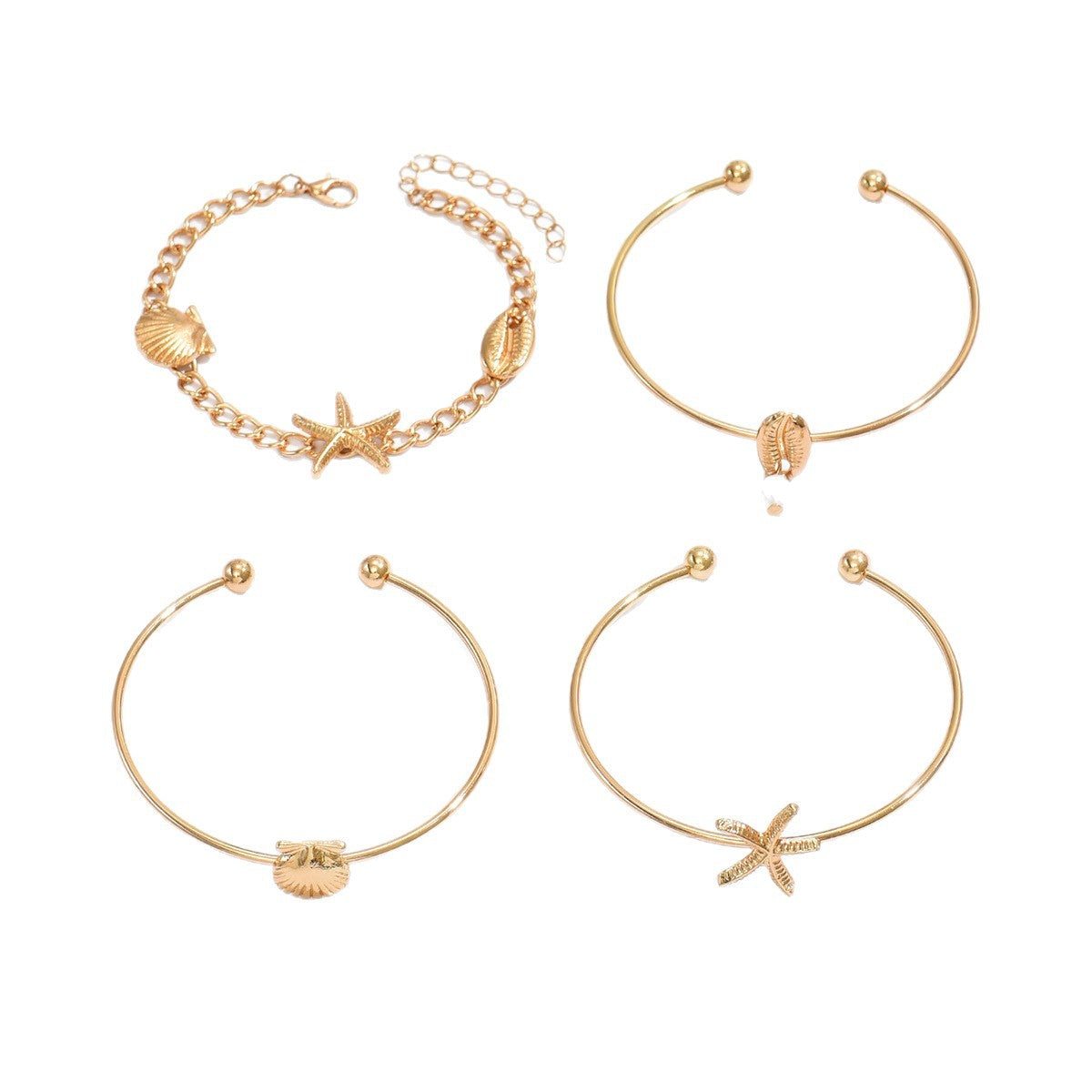 Wholesale Ocean-Themed Bracelet Set Shell and Starfish Design Travel Souvenir Fashion Jewelry Accessory