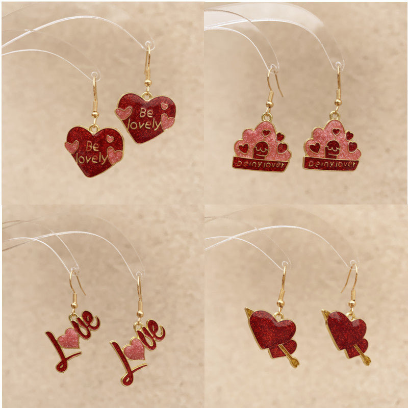 Wholesale Valentine's Day Dropping Oil Love Letter Envelope  Earrings