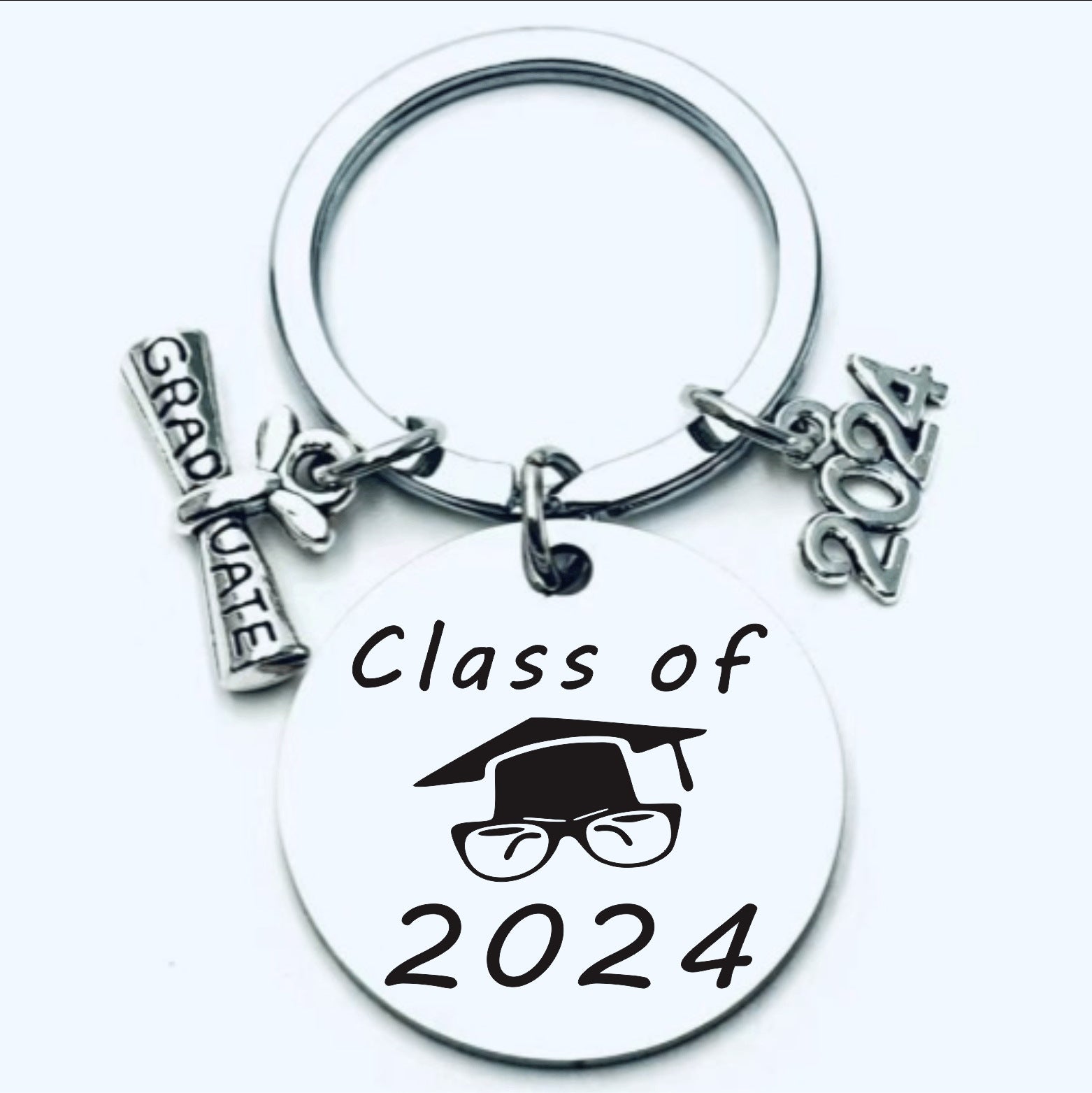 Wholesale Stainless Steel Keychain Round Tag Pendant Engraved Graduation Season Gift ACC-KC-Chenz001